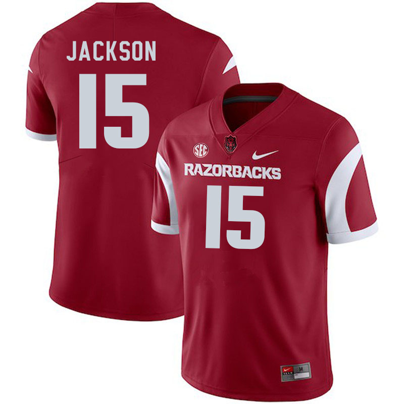 Men #15 KJ Jackson Arkansas Razorbacks College Football Jerseys Stitched-Cardinal